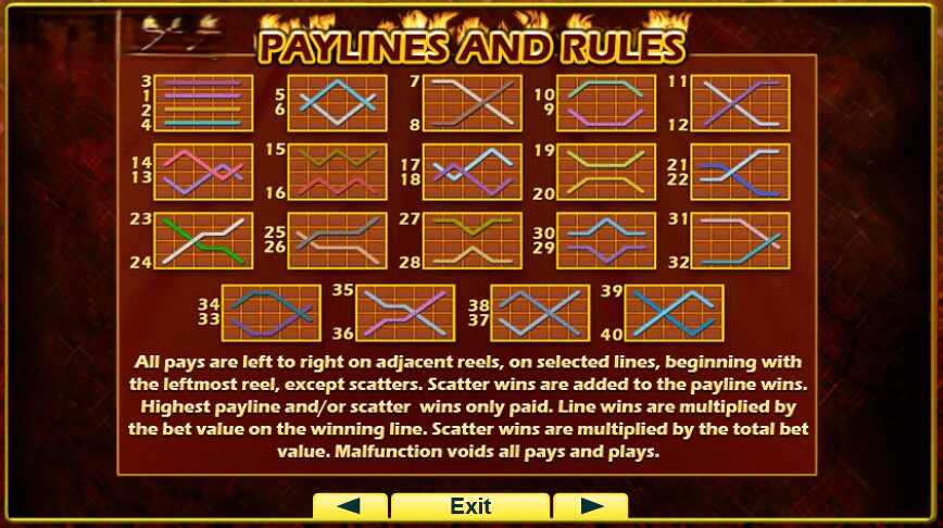 Flaming Hot paylines