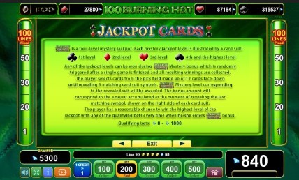 100 Burning Hot Jackpot