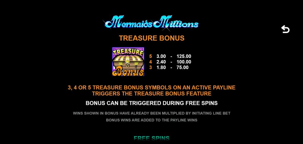 Mermaid’s Millions (Microgaming) Treasure Bonus
