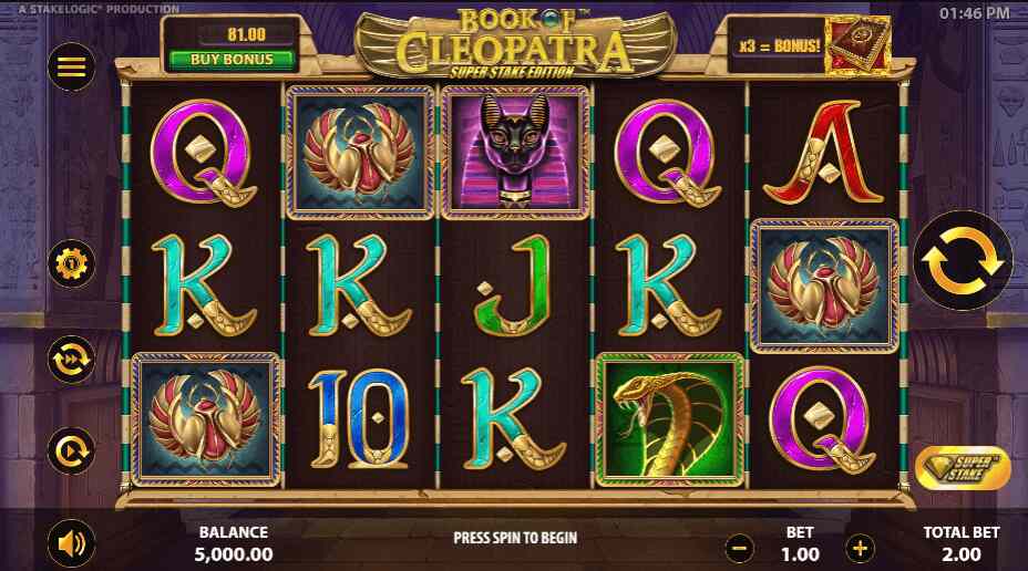 Book of Cleopatra Super Stake Temă și Aspect
