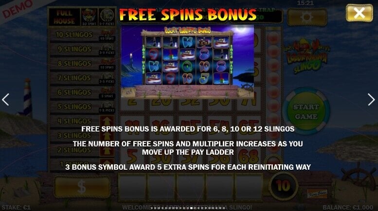 Slingo Lucky Larrys Lobstermania Free Spin Bonus