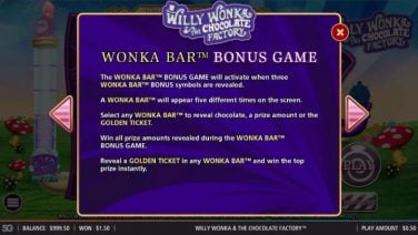 Willy Wonka The Chocolate Wonka Bonus Game