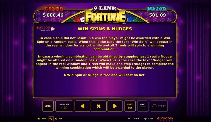 9 Line Fortune Win Spin & Nudge