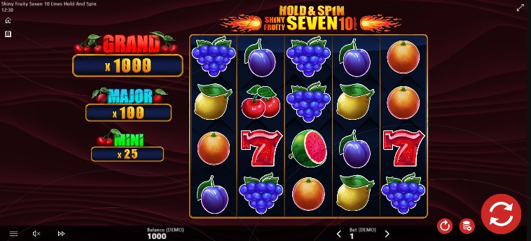 Shiny Fruity Seven 10 Lines Hold and Spin Theme