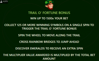 Lucky Leprechaun Clusters Trail of Fortune Bonus
