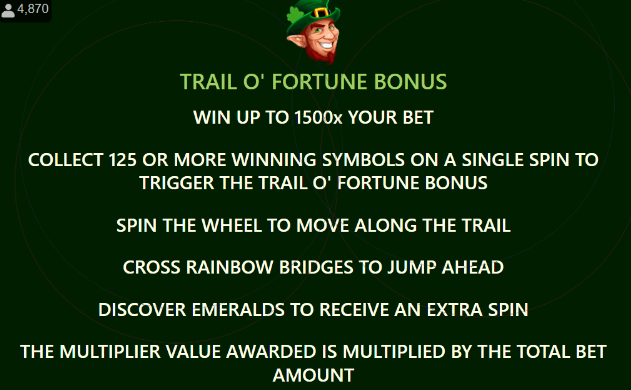 Lucky Leprechaun Clusters Trail of Fortune Bonus