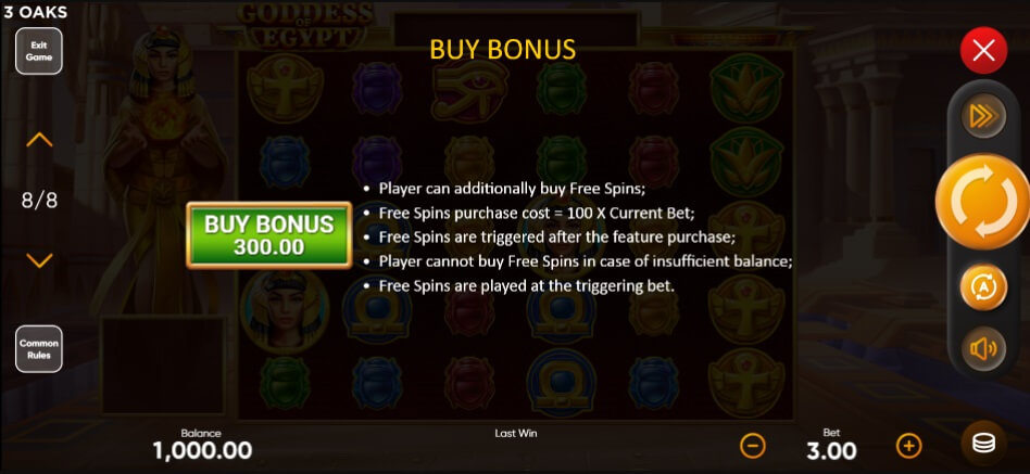 Goddess of Egypt Buy Bonus