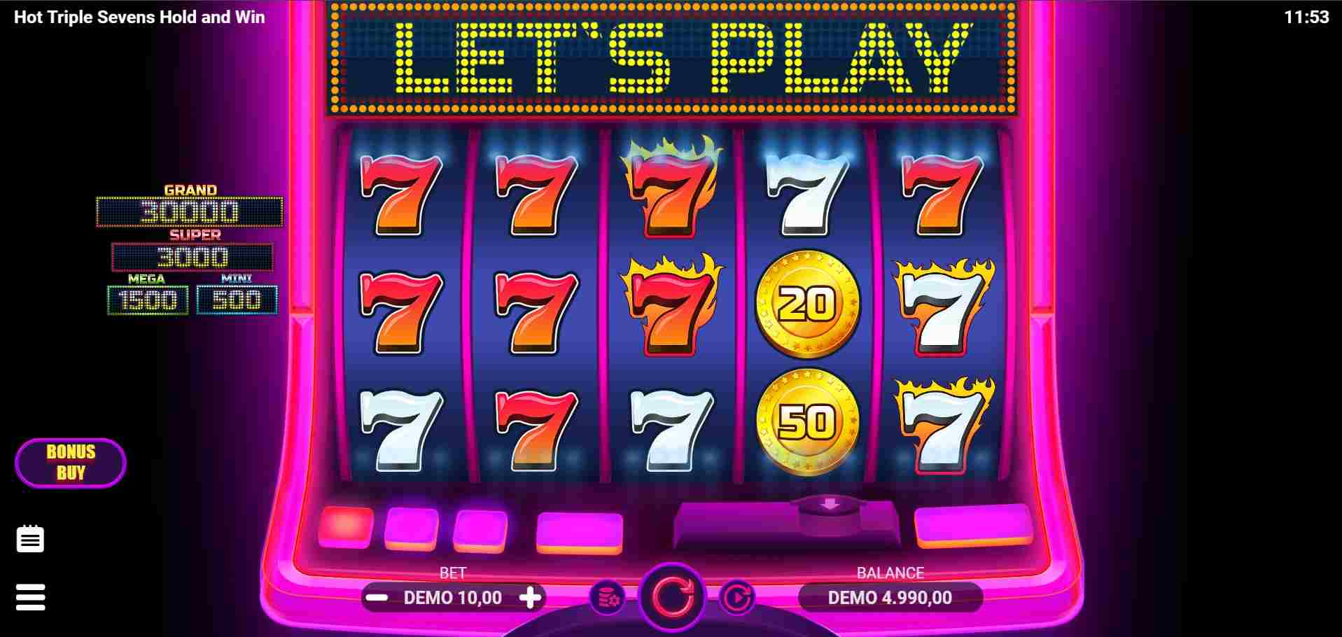Hot Triple Sevens Hold & Win Theme & Design